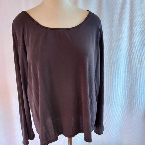 Eileen Fisher Women's Top Size XL Silk Brown Long Sleeve Capsule Layering Office - Picture 1 of 10